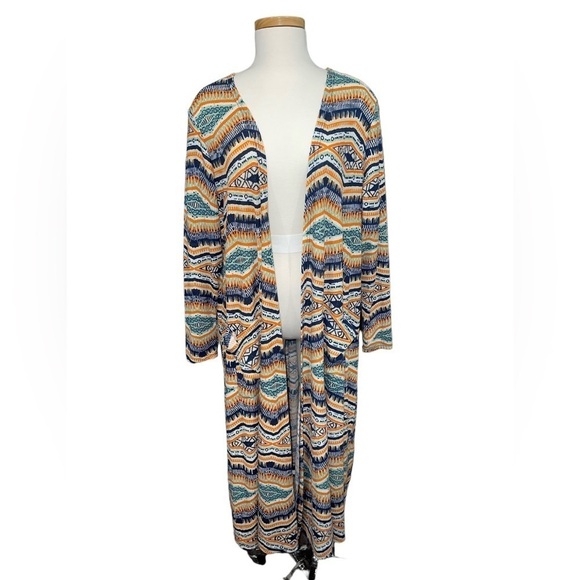 LulaRoe Women's Long Duster Size XL Multi Color Long Sleeve Front Pockets Open - Picture 1 of 8